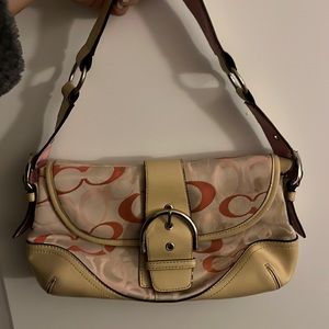 Cream and pink Coach shoulder bag